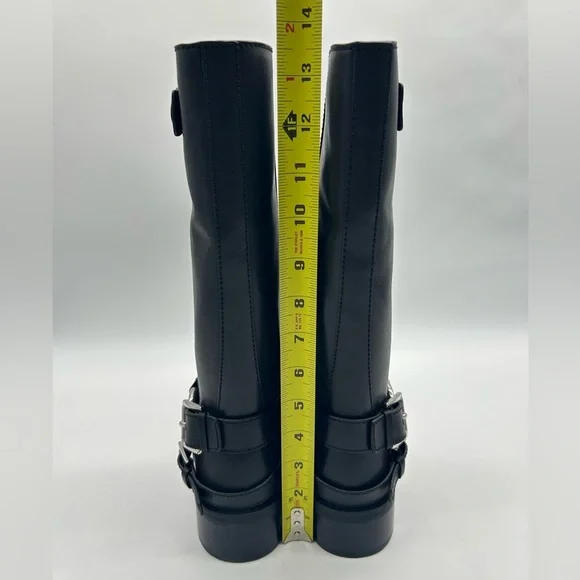 Michael Kors Crosby Moto Boots Black Leather Biker Boots Size 7.5 M NWT - Picture 7 of 12